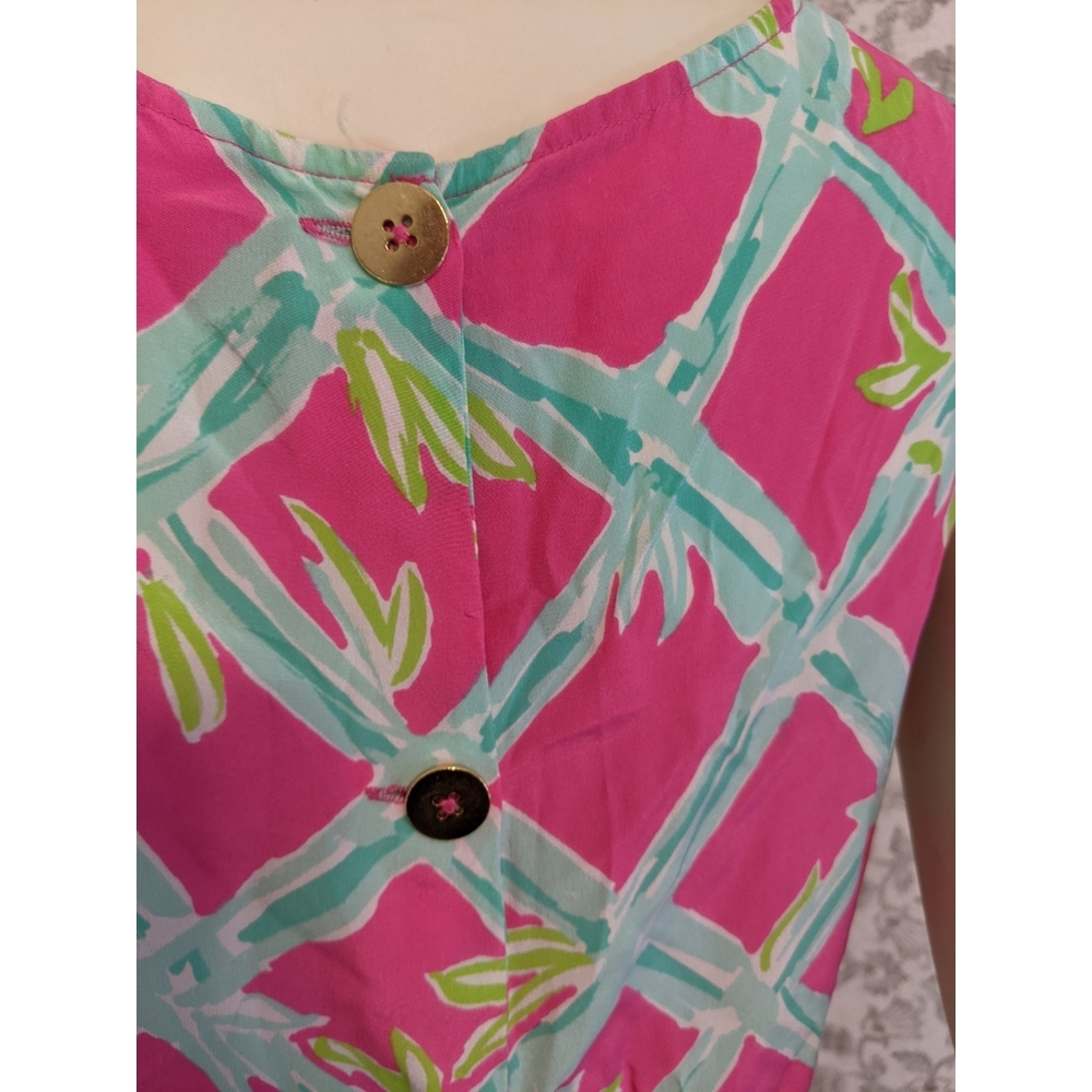 Lilly Pulitzer Pink & Turquoise Iona silk tank - Picture 7 of 9